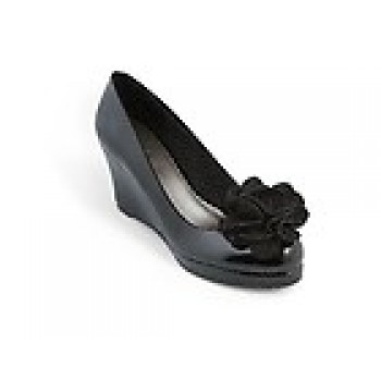 Lindsay Phillips Kristen Black Patent Wedge Shoe